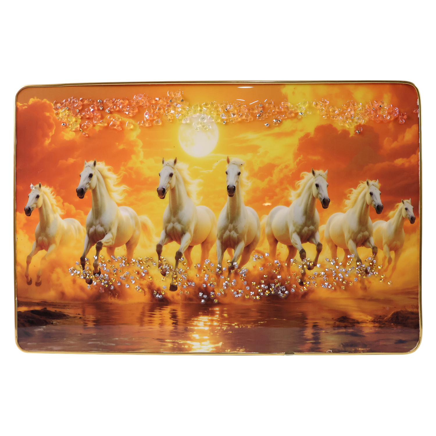 7-Horses-Frame-06.jpg Seven Horses Wall Art – 12x18 Inch - Image 1