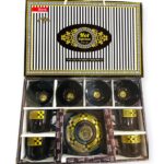 Hot Espresso Premium Glass Tea & Breakfast Set - 9 Pieces (4 Cups, 4 Bowls, 1 Donga with Lid) | Black & Gold Greek Key Pattern Elegant Crockery Set