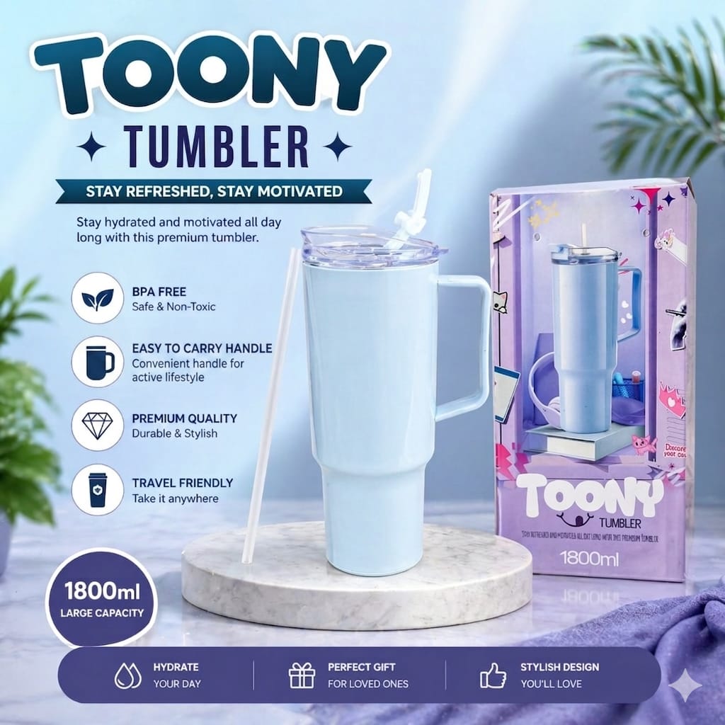 WhatsApp-Image-2026-04-24-at-5.11.51-PM.jpeg Toony Tumbler 1800ml Large Capacity Travel Mug with Handle & Straw | BPA-Free Leak-Proof Sports Water Bottle for Gym, Office & Travel - Image 1