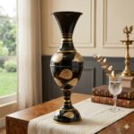 24-Inch Large Floor Vase – Premium Metal Flower Vase with Hand-Painted Gold Leaf Accents – Tall Decorative Statement Piece for Home, Office, Pooja Room & Wedding Decor - Image 6