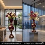 24-Inch Large Floor Vase – Premium Metal Flower Vase with Hand-Painted Gold Leaf Accents – Tall Decorative Statement Piece for Home, Office, Pooja Room & Wedding Decor - Image 4
