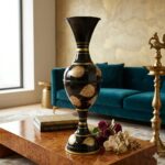24-Inch Large Floor Vase – Premium Metal Flower Vase with Hand-Painted Gold Leaf Accents – Tall Decorative Statement Piece for Home, Office, Pooja Room & Wedding Decor - Image 3