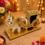 Royal Indian Handicraft Wooden & Premium Gold-Plated Meenakari Bullock Cart Showpiece | Idol for Home Decor, Office & Festive Gifting - Image 4