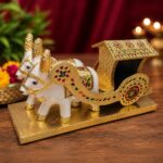 Royal Indian Handicraft Wooden & Premium Gold-Plated Meenakari Bullock Cart Showpiece | Idol for Home Decor, Office & Festive Gifting - Image 3