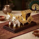 Royal Indian Handicraft Wooden & Premium Gold-Plated Meenakari Bullock Cart Showpiece | Idol for Home Decor, Office & Festive Gifting - Image 7
