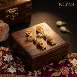 NG01B Elegant Gold-Plated Imitation & Bead Drop Earrings | Artisan Crafted Traditional Dangle Earrings