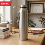 Coolton Slim Stainless Steel Water Bottle - 1000ml | BPA-Free Leak-Proof Fridge Bottle for Home, Office, Gym & School | Durable Single Wall Metal Flask with Carrying Strap - Image 4