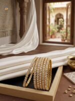 Gold Plated American Diamond Bangles Set for Women | Traditional Bridal Kada Set(6pcs set )2.6