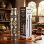 Handcrafted Steel Water Bottle | Premium Antique Floral Embossed Design | Leak-Proof Gym, Office & Travel Flask with Carrying Strap - Image 8